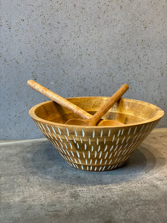 Epoxy Mango-Wood Salad Bowl and spoons 2