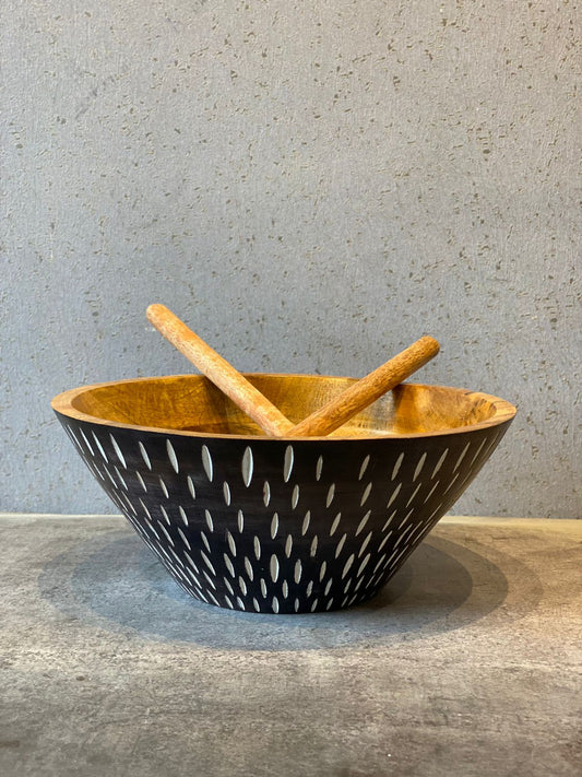 Epoxy Mango-Wood Salad Bowl and spoons 3