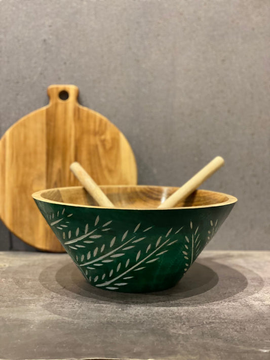 Epoxy Mango-Wood Salad Bowl and spoons 5