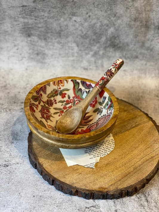 Epoxy Mango-Wood Salad Bowl and spoons 6