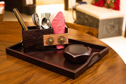 Extra Large Tray + Cutlery stand and Napkin Holder + Hexagon Coaster Combo